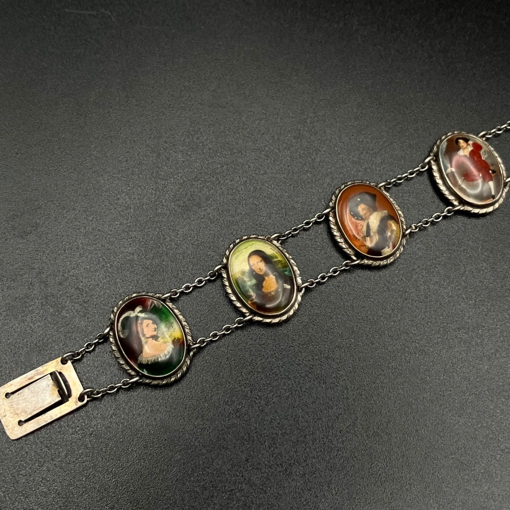 Vintage Sterling Silver Bracelet Old Master's Famous Painting Panels Size 6.25 " - Picture 9 of 14